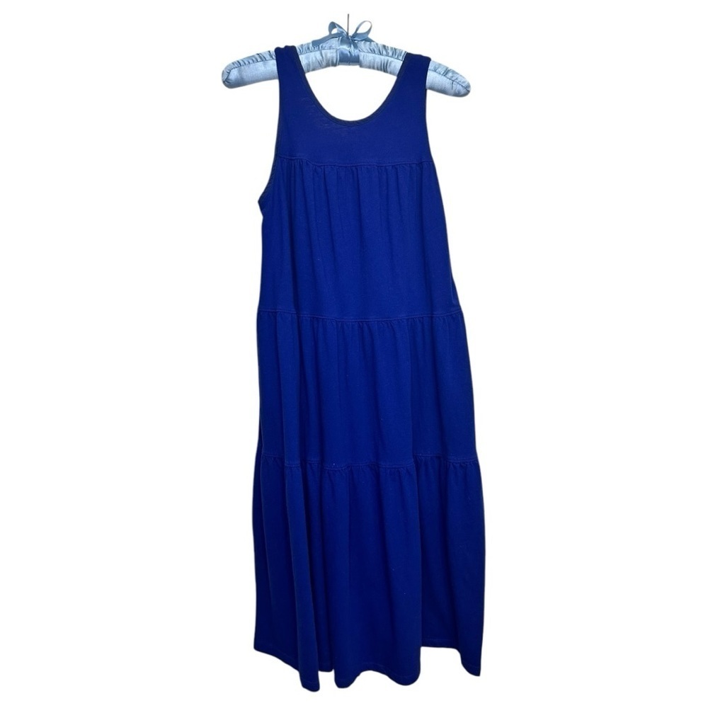 Everlane The Weekend Tiered Midi Dress 100% Cotton Cobalt Blue, sz S